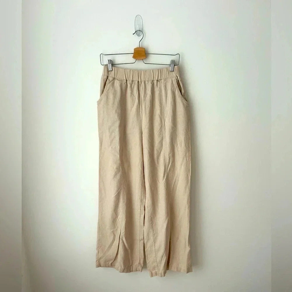 Zenana  wide leg linen high waist pant ** Hemmed To Calf